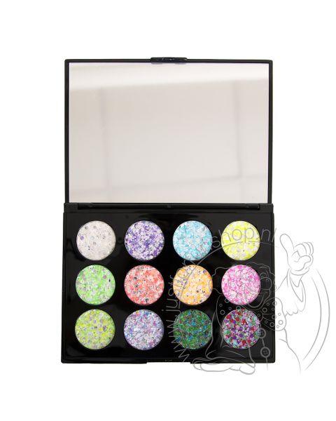 PXP pressed chunky glitter cream Palette Le Printemps 12 kleuren 1.5 gram