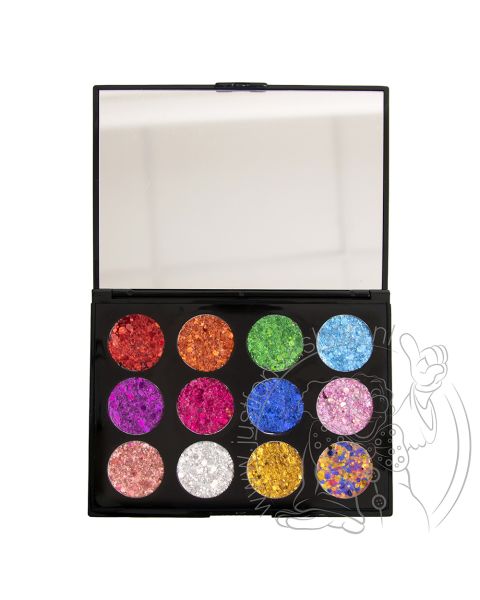 PXP pressed chunky glitter cream Palette L'été 12 kleuren 1.5 gram